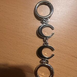 Brand New Silver Double Crescent Keychain